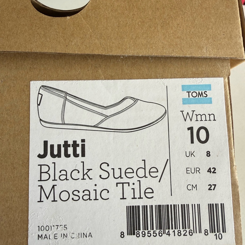TOMS Black Suede Mosaic Tile Jutti Flats